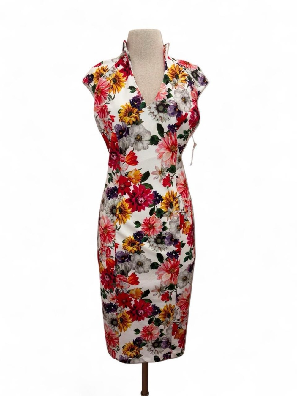 Alexia Admor NEW Floral Cap Sleeve Midi Dress Size Medium Cocktail Vacation - Picture 16 of 16